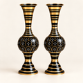 Aurelia black and gold iron floor vases set of two on a warm ivory background