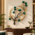 Emerald Grove emerald green and gold metal tree wall art in a premium living room