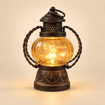 VIRAAM Heritage Glow wooden table lamp studio view
