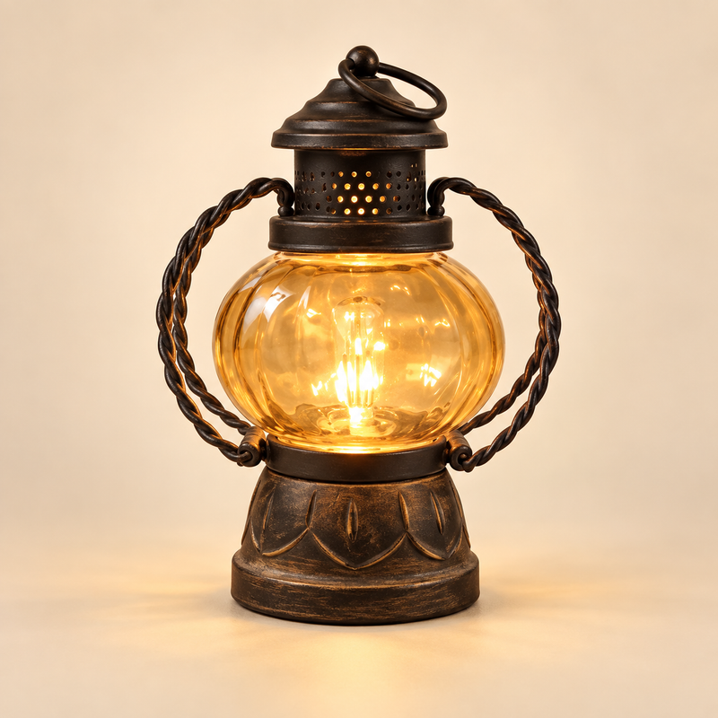 VIRAAM Heritage Glow wooden table lamp studio view