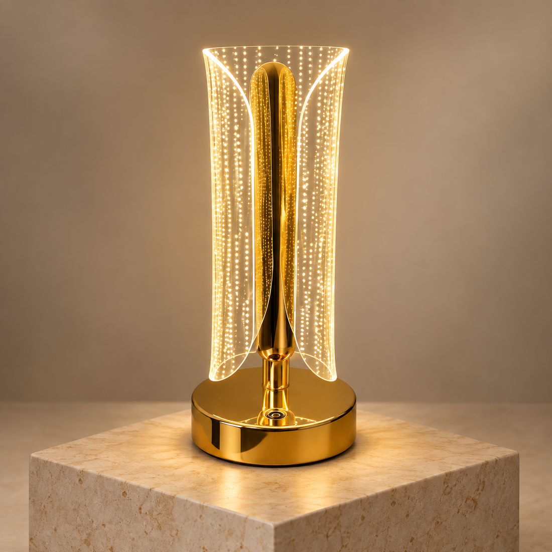 Luminous Wing gold acrylic three-colour LED table lamp
