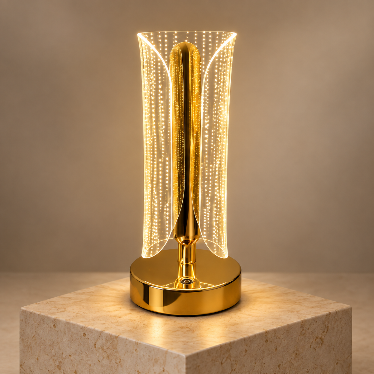 Luminous Wing gold acrylic three-colour LED table lamp