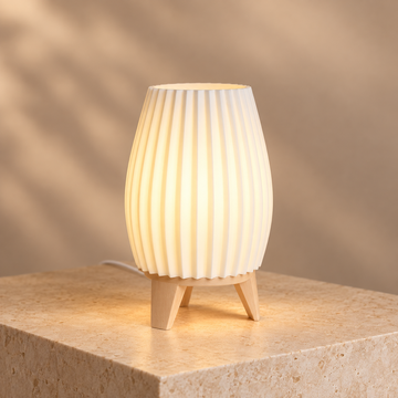 Ribbed Glow off-white 3D-printed table lamp