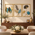 Scenic metal wall art displayed in a refined contemporary dining room